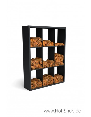 Beltza Dividi 150 x 38,5 x 200 cm - Rack à Buches noir