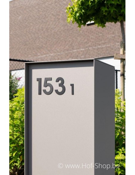 Nummer 5 - zwart aluminium 8 cm hoog (huisnummer 'fuji' KatoDesign)