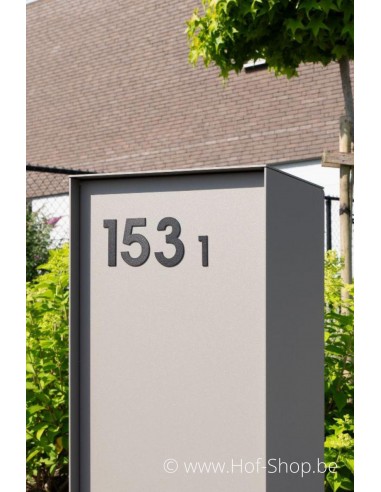 Numéro 1 - aluminium noir de 8 cm de haut (numéro de maison 'fuji' KatoDesign)