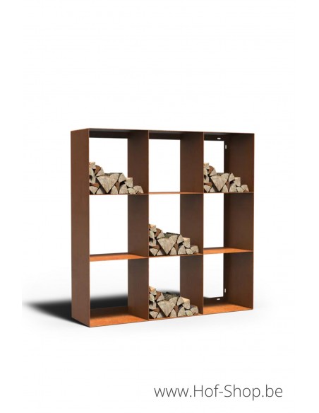 Logg Quad 150 x 40 x 150 cm - Stockage du bois Adezz en acier corten