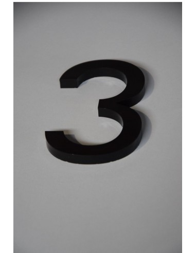 Numéro 3 Plexie célibataire - noir glossy 11 cm de hauteur numéro de maison (dernières pièces)