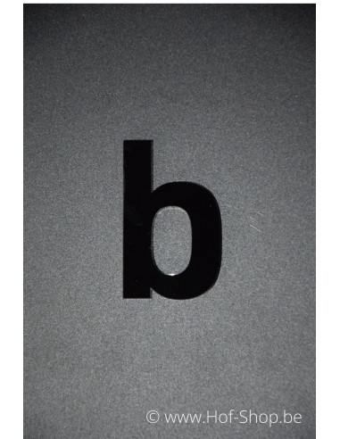 Letter b Plexie enkel - zwart glossy 7,5 cm hoog Huisnummer (OP is OP)