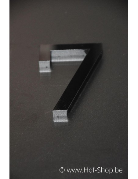 Numéro 7 Plexie célibataire - noir glossy 11 cm de hauteur numéro de maison (dernières pièces)