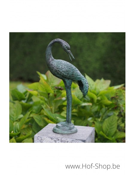 Gebogen kraanvogel - bronzen beeld (AN1179BR-V-2)