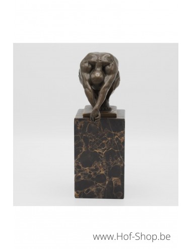 Zwemmer Op Marmer Voet - bronzen beeld (AN1223BR-B)