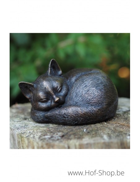 Chat endormi - statue en bronze (AN1228BR-B)