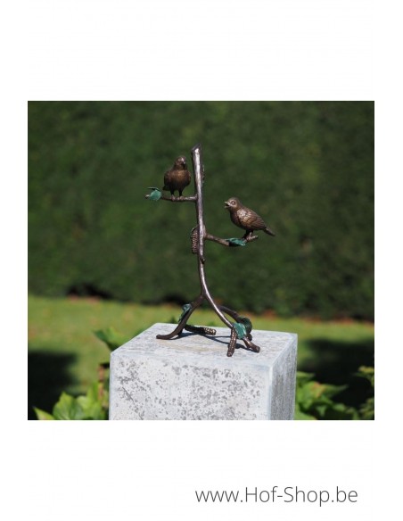 Vogels op tak - bronzen beeld (AN1372BR-B)