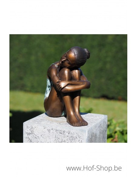 Fille assise - statue en bronze (BS1380B)