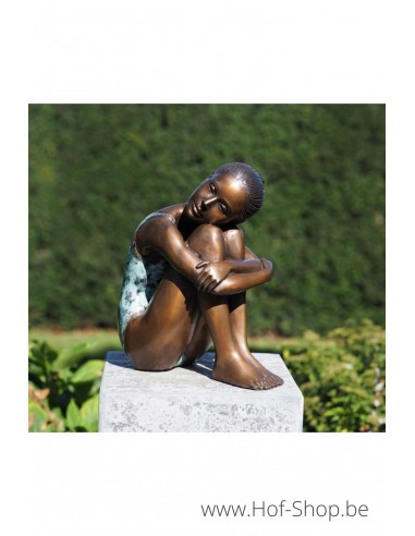 Fille assise - statue en bronze (BS1380B)