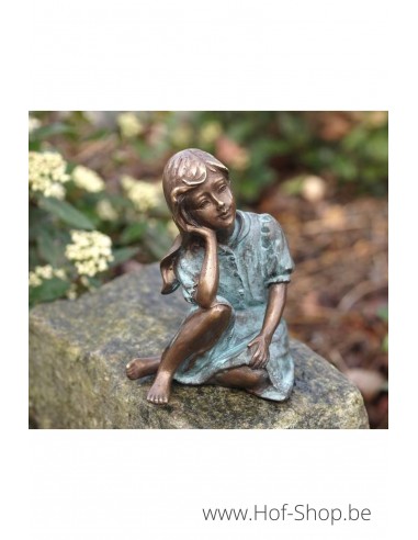 Fille qui lève les yeux - statue en bronze (AN1443BRW-V)