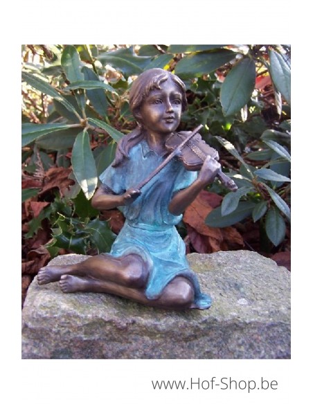 Fille jouant du violon - sculpture en bronze (AN1500BRW-V)