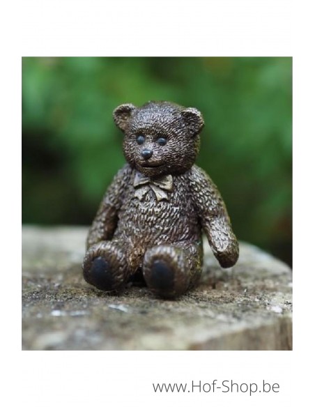 Kleine teddy beer - bronzen beeld (AN1529BR-B)