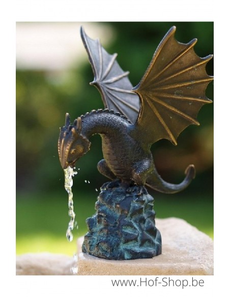 Dragon sur un rocher fontaine - statue en bronze (AN1817BRW-DB-F)