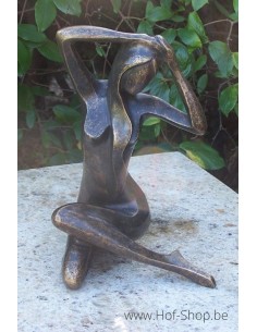 Zittende vrouw - bronzen beeld (AN1189BR-BI)