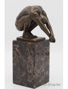 Zwemmer Op Marmer Voet - bronzen beeld (AN1223BR-B)