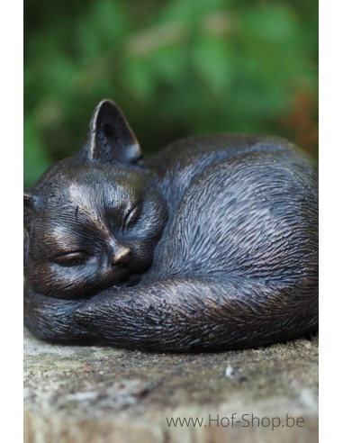Slapende poes - bronzen beeld (AN1228BR-B)