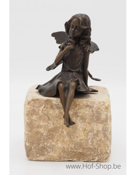 Elfe assise - statue en bronze (AN1229BR-B)