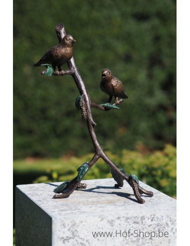 Vogels op tak - bronzen beeld (AN1372BR-B)