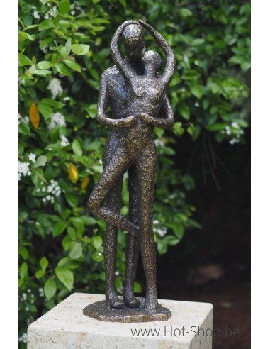Groot zoenend liefdespaar - bronzen beeld (AN1616BR-BI)