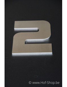 Nummer 2 met afstandshouders Design - inox 12 cm hoog