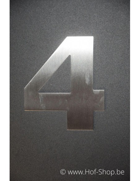 Numéro 4 avec espaceurs Design - acier inoxydable de 12 cm de haut
