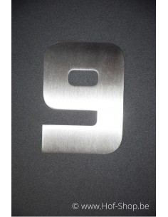 Nummer 9 met afstandshouders Design - inox 12 cm hoog