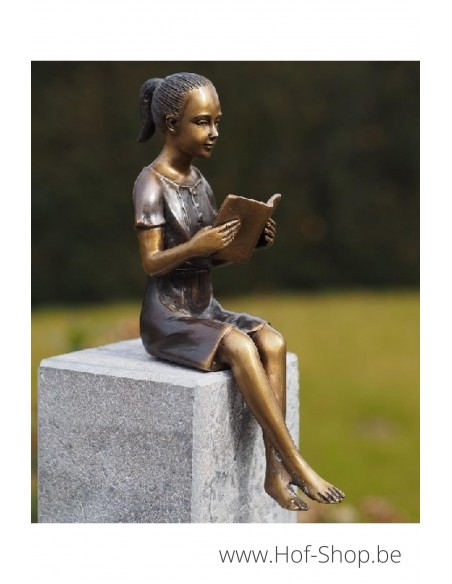 petite Fille qui lire - statue en bronze (AN2208BR-B)