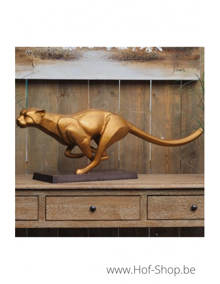 Jaguar qui marche - statue en bronze (AN2254BR-HP)