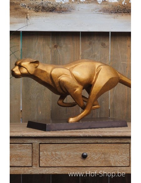 Jaguar qui marche - statue en bronze (AN2254BR-HP)