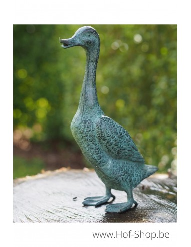 Eend met lange nek in brons - bronzen beeld (AN5390V)