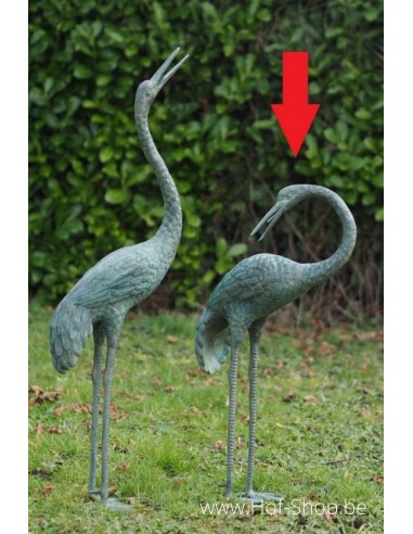 Kraanvogel met hoofd naar beneden - bronzen beeld (AN9471BR-V-F)