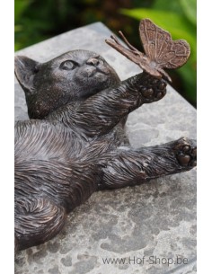 Chaton avec papillon - statue en bronze (AN2677BR-VI)