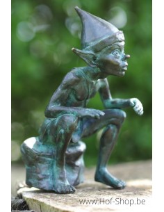 Lutin assis sur une pierre - statue en bronze (BS1405V)