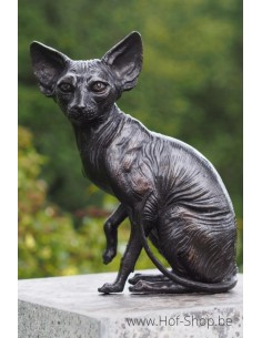 Zittende naaktkat - bronzen beeld (BS1418B)