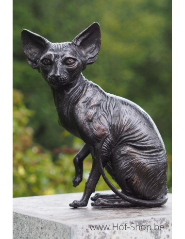 Zittende naaktkat - bronzen beeld (BS1418B)