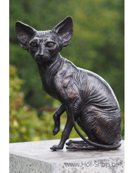 Zittende naaktkat - bronzen beeld (BS1418B)