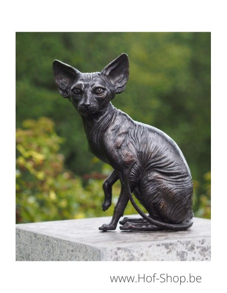 Zittende naaktkat - bronzen beeld (BS1418B)