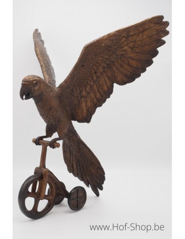 Papegaai op fiets - bronzen beeld (BS1426B)