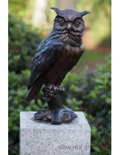 Hibou sur le tronc - statue en bronze (BS1427B)