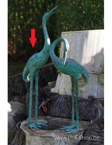 Kraanvogel met hoofd omhoog - bronzen beeld (BS62116-1)