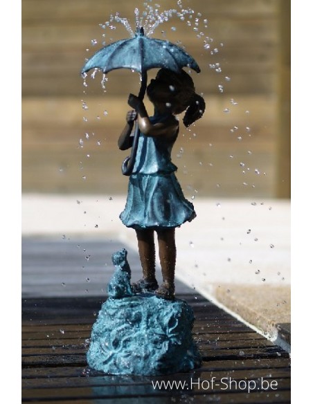 Fille sous parapluie - statue en bronze (GA0301BR-V-F)