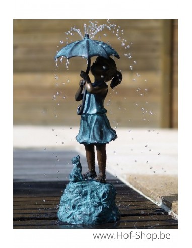 Fille sous parapluie - statue en bronze (GA0301BR-V-F)