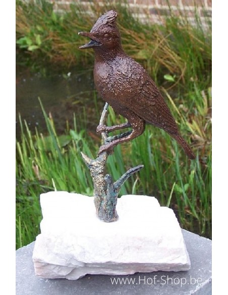 Vogel op tak - bronzen beeld (GA0401BR-B)