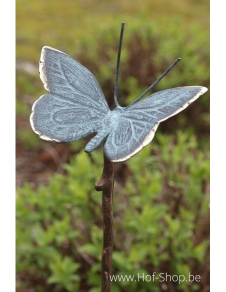 Kleine vlinder op stok - bronzen beeld (GA0396BR-B)
