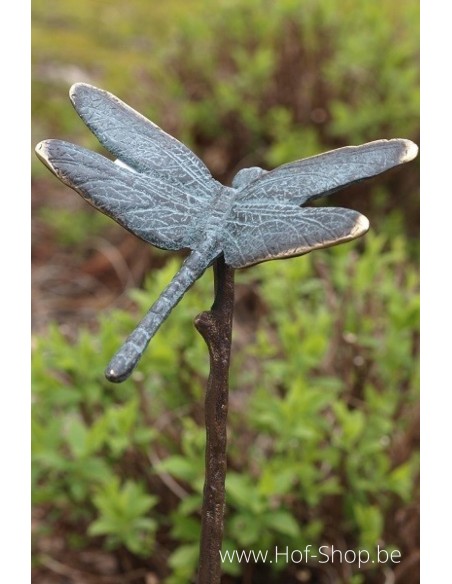 Kleine libelle op stok - bronzen beeld (GA0435BR-V)