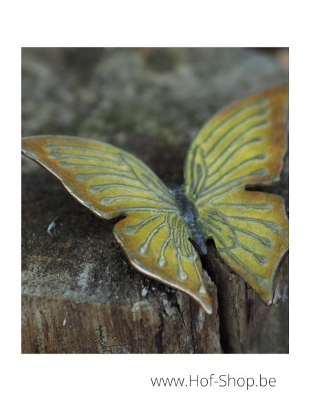 Vlinder hot patina geel - bronzen beeld (HW1824BRW-HP)