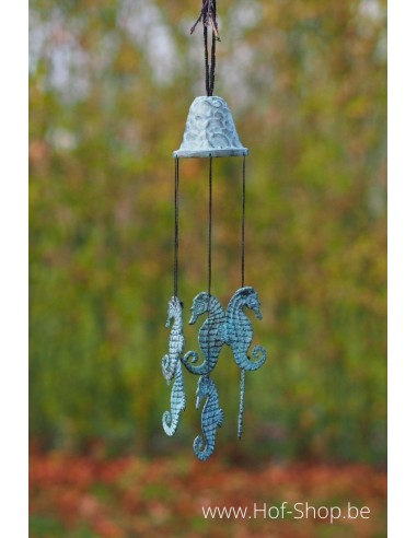 Bronzen windgong zeepaardjes - bronzen beeld (WC0095BR-V)