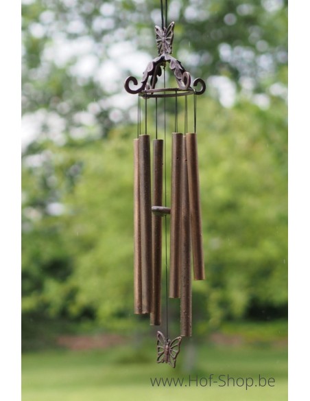 Carillon éolien avec papillon - statue en bronze (WC0099BR-V)