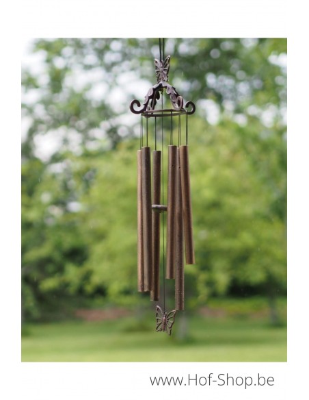 Carillon éolien avec papillon - statue en bronze (WC0099BR-V)