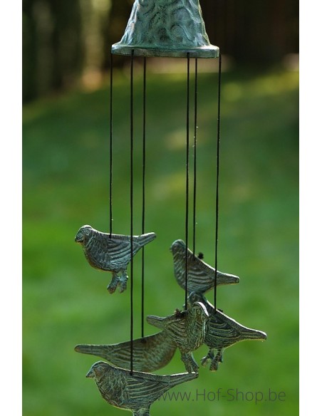 Windgong met vogels - bronzen beeld (WC0165BR-B)